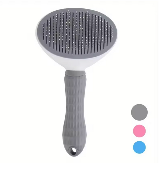 One-Click Pet Hair Removal Comb - Gray