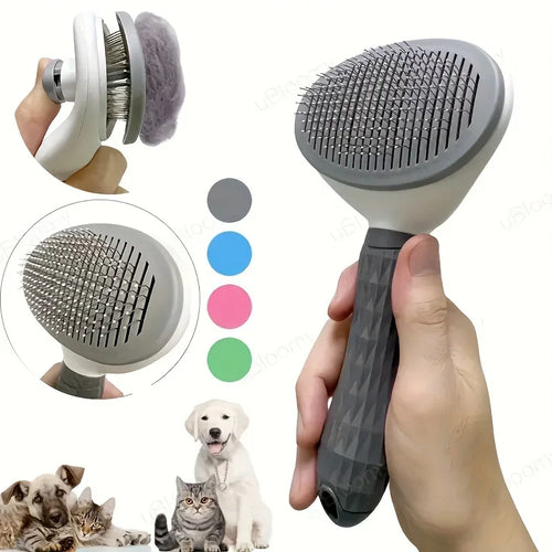 One-Click Pet Hair Removal Comb - Blue